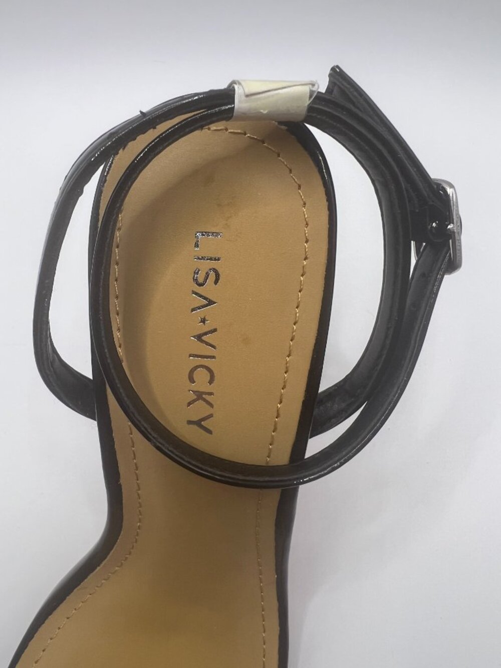 Lisa Vicky Balck Patent Ankle Strap Dress Sandal Size 7.5 M - Never Worn - Picture 5 of 8